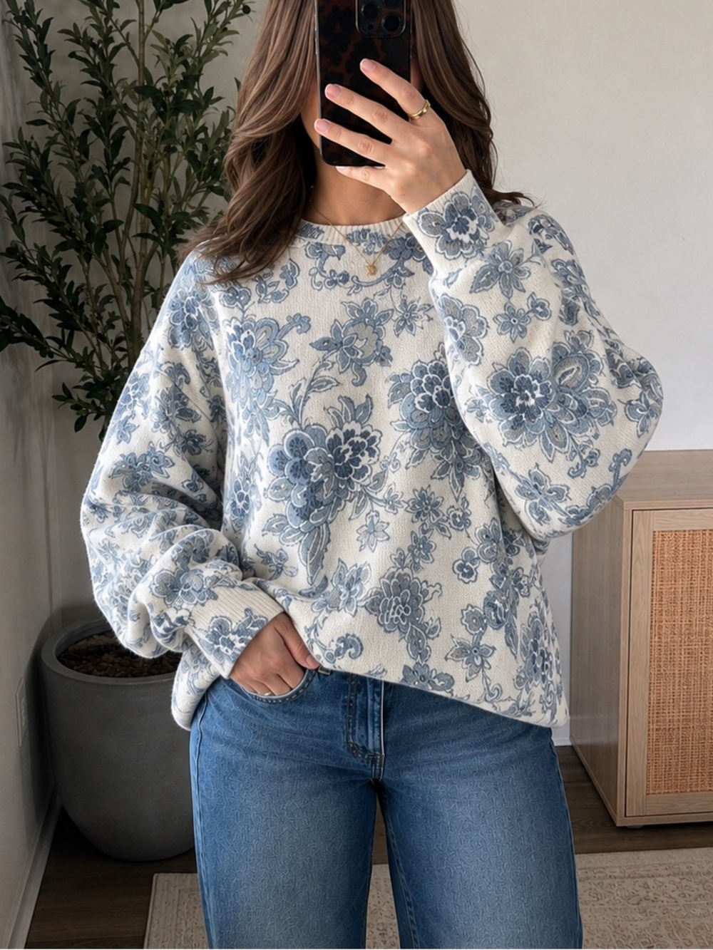 Rachel Max Vintage Silk & Angora Rabbit Hair Floral Sweater